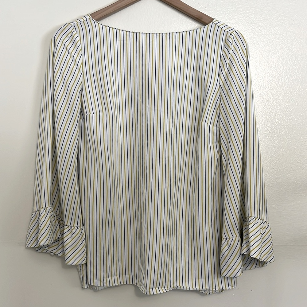 Massimo Dutti Striped Bell Sleeve Blouse Top - Picture 7 of 12